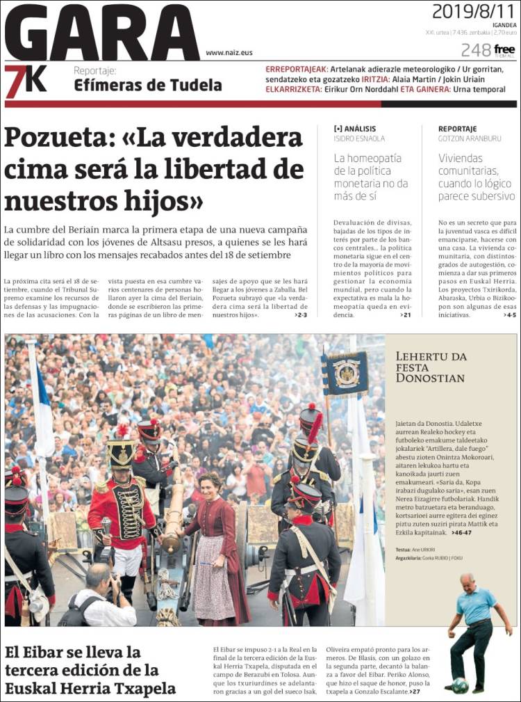 Portada de Gara (España)