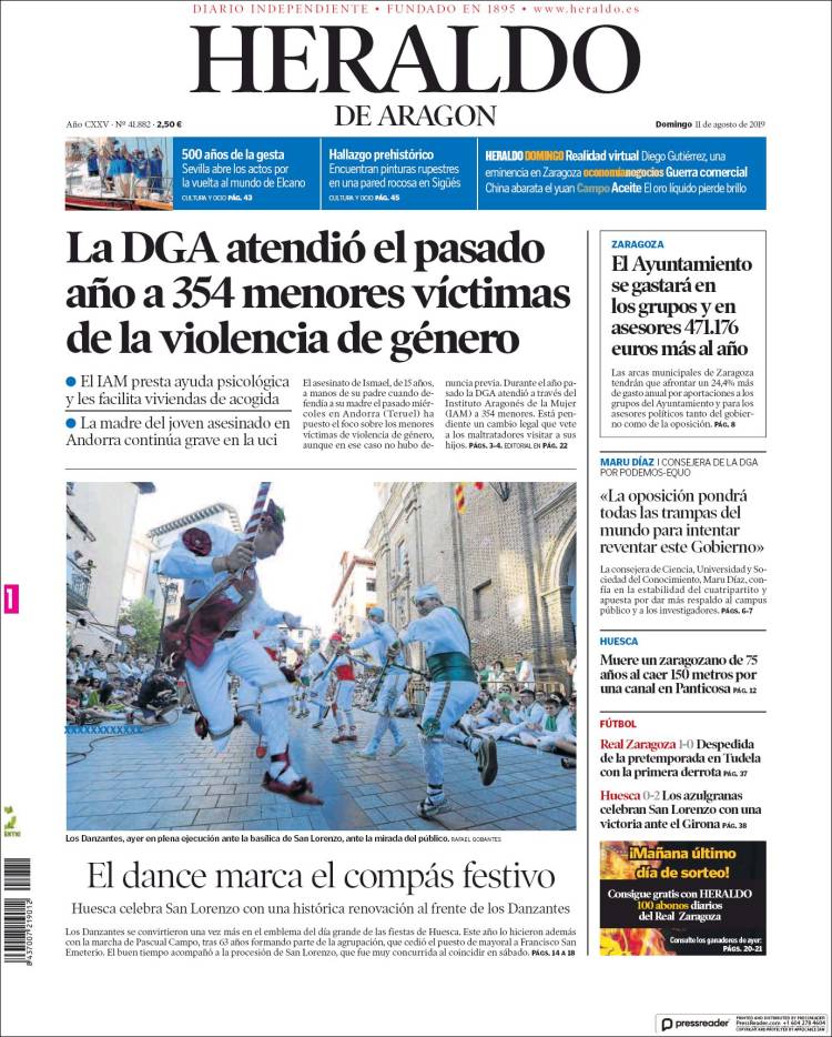 Portada de Heraldo de Aragón (España)