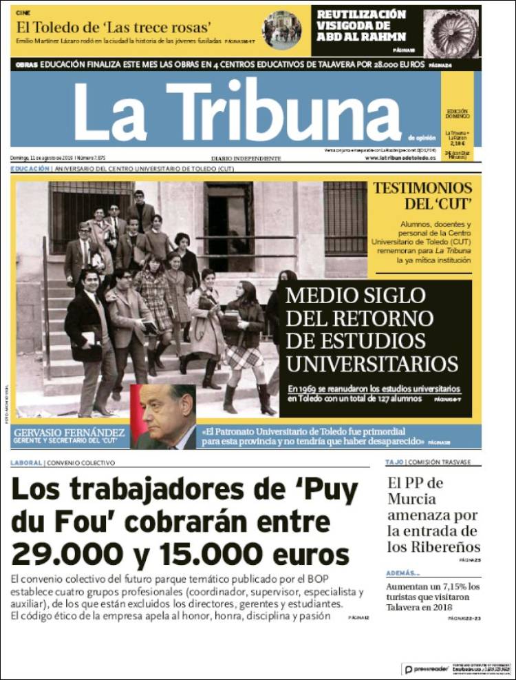 Portada de La Tribuna de Toledo (España)