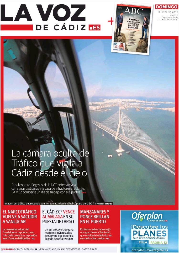 Portada de La Voz de Cádiz (España)