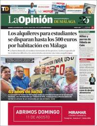 Portada de La Opinión de Málaga (España)