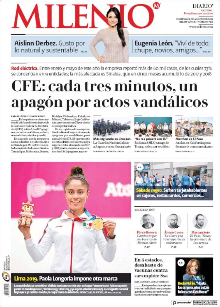 Portada de Milenio (México)