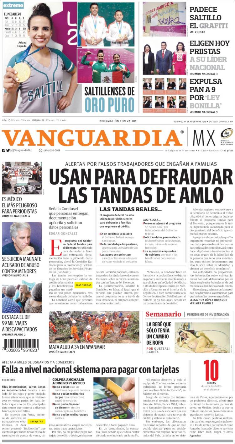 Portada de Vanguardia (Mexico)