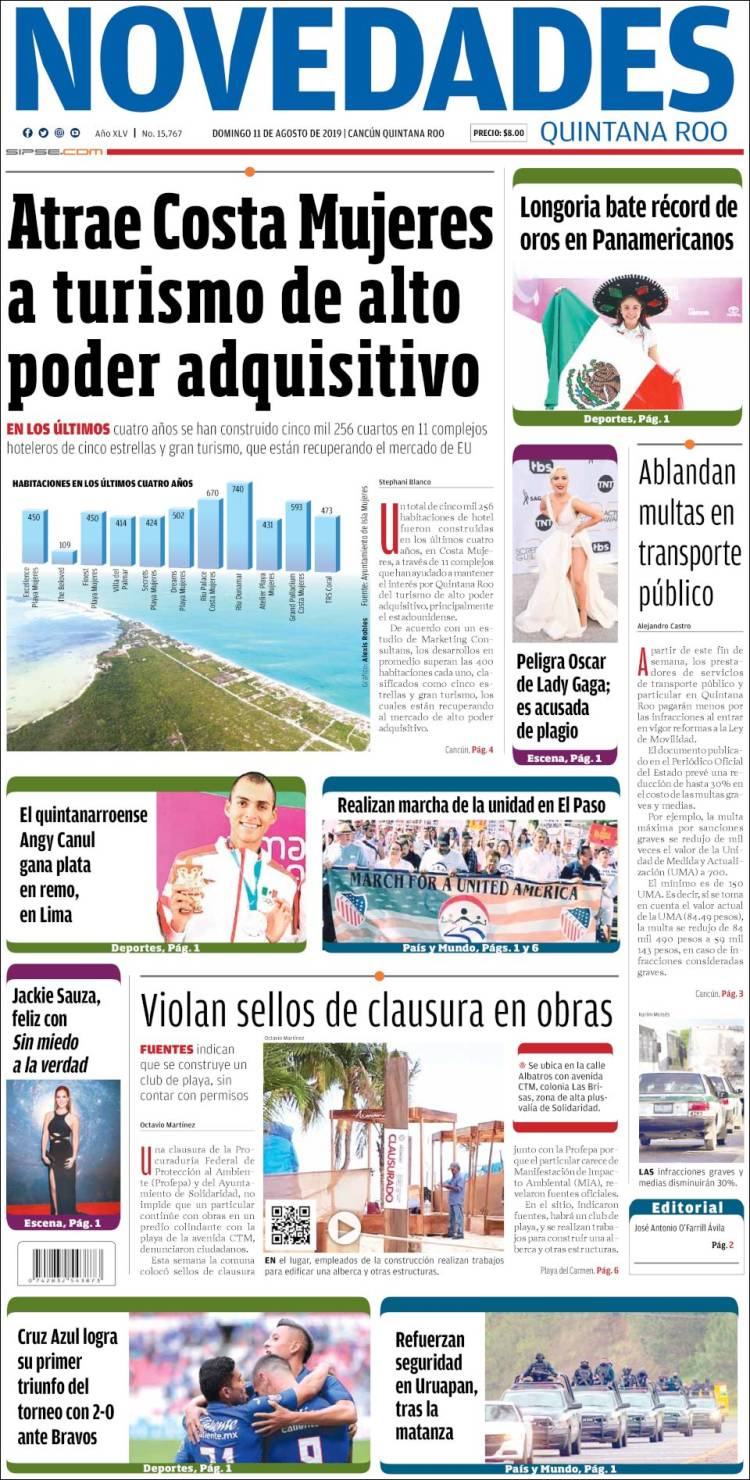 Portada de Novedades de Quintana Roo (Mexico)