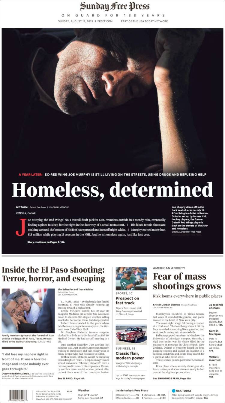 Portada de Detroit Free Press (USA)