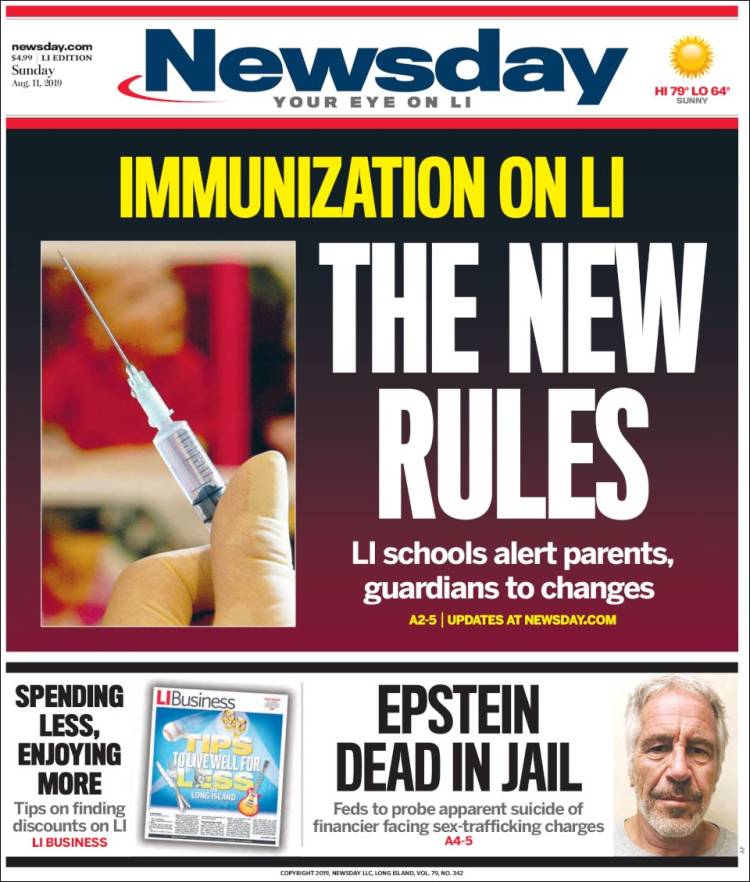 Portada de Newsday (USA)