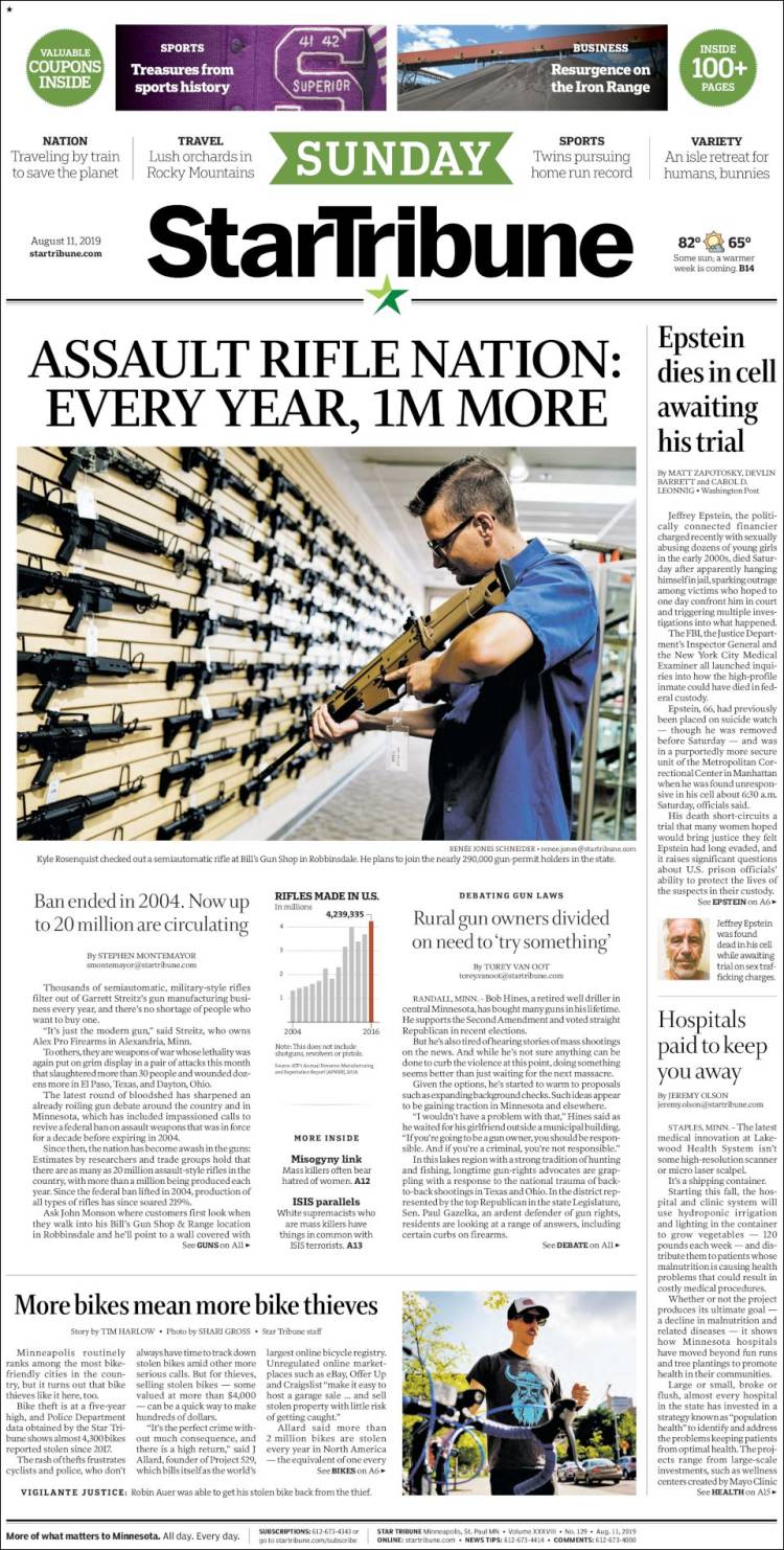 Portada de Star Tribune (USA)