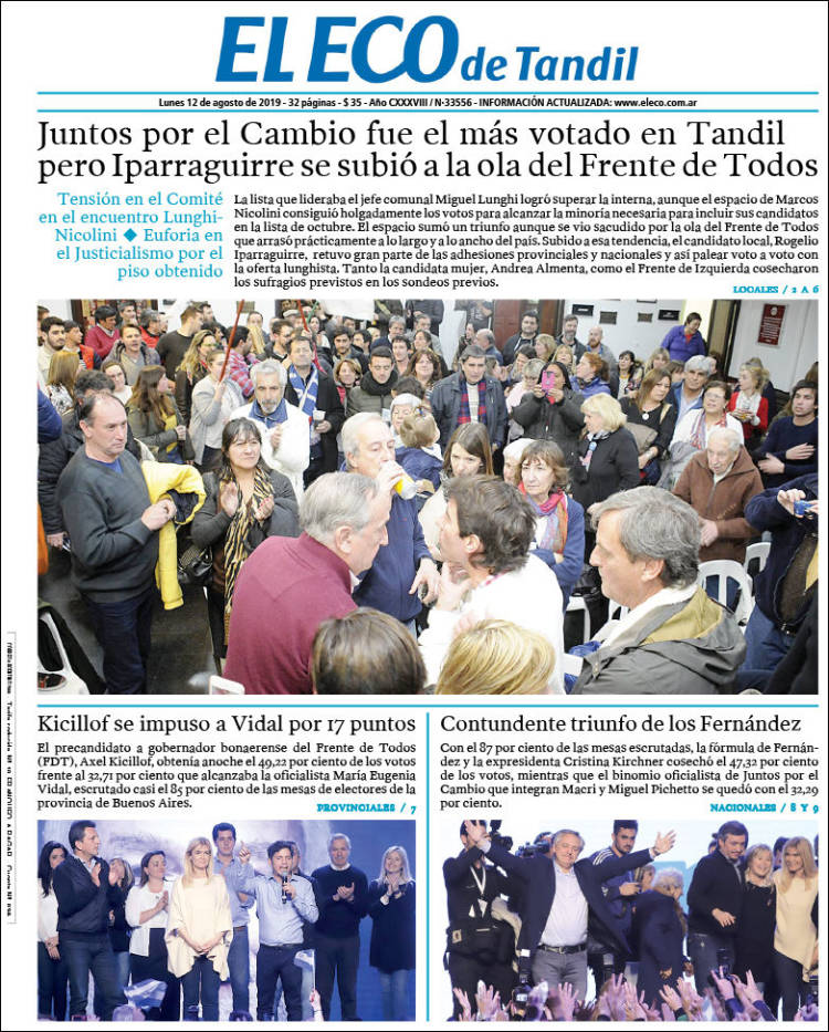 Portada de El Eco de Tandil (Argentina)