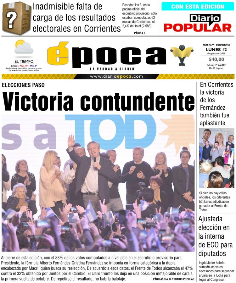 Portada de Diario Época (Argentina)