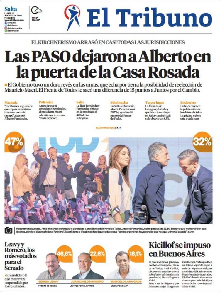 Portada de El Tribuno - Salta (Argentina)