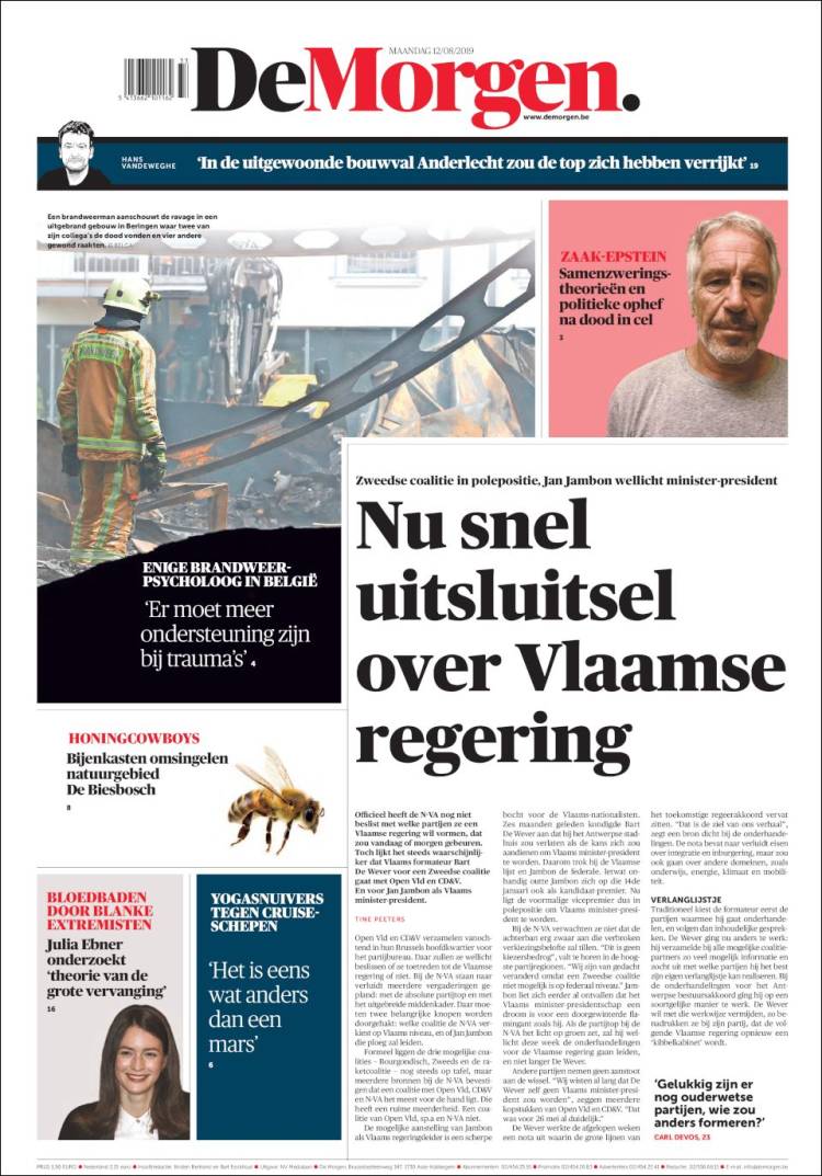 Portada de De Morgen (B&eacute;lgica)