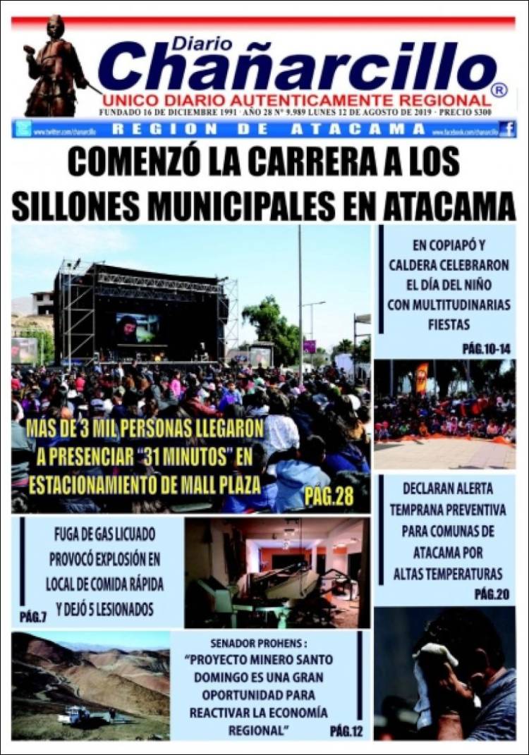 Portada de Diario Chañarcillo (Chile)