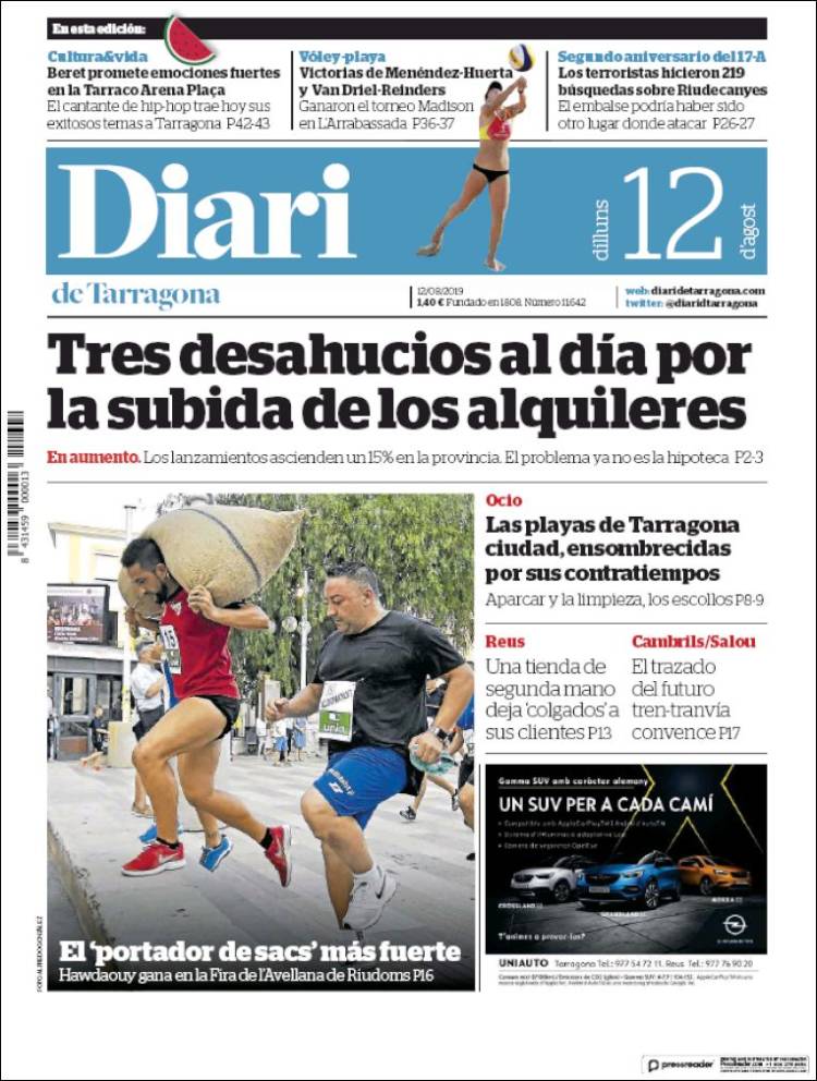 Portada de Diari de Tarragona (España)