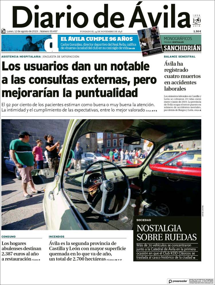 Portada de Diario de Ávila (España)