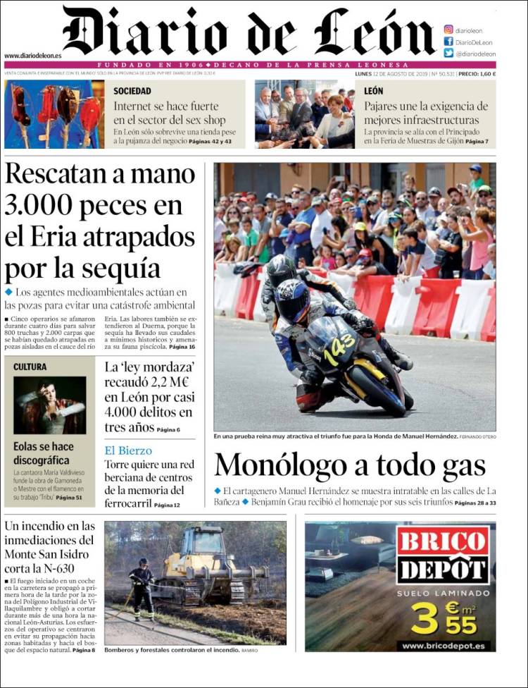 Portada de Diario de León (España)