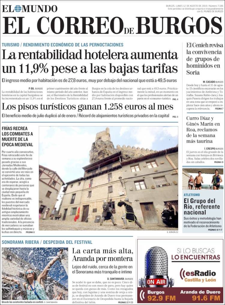 Portada de El Correo de Burgos (España)