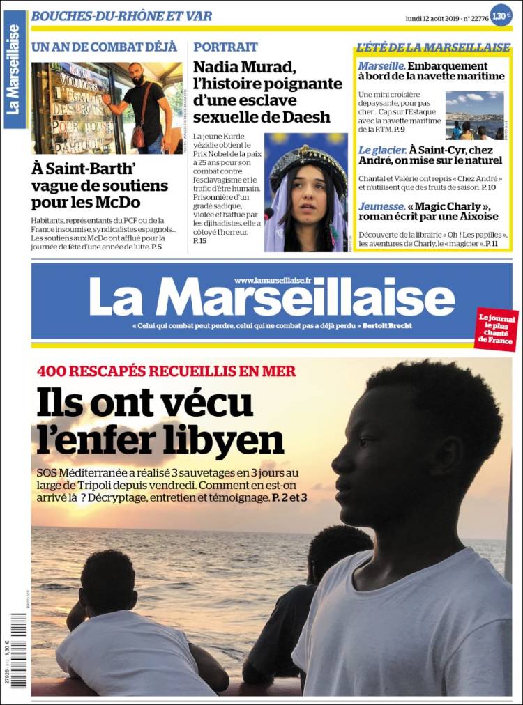 Portada de La Marseillaise (Francia)