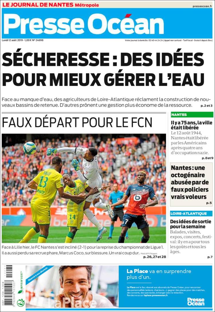 Portada de Presse Ocean (Francia)