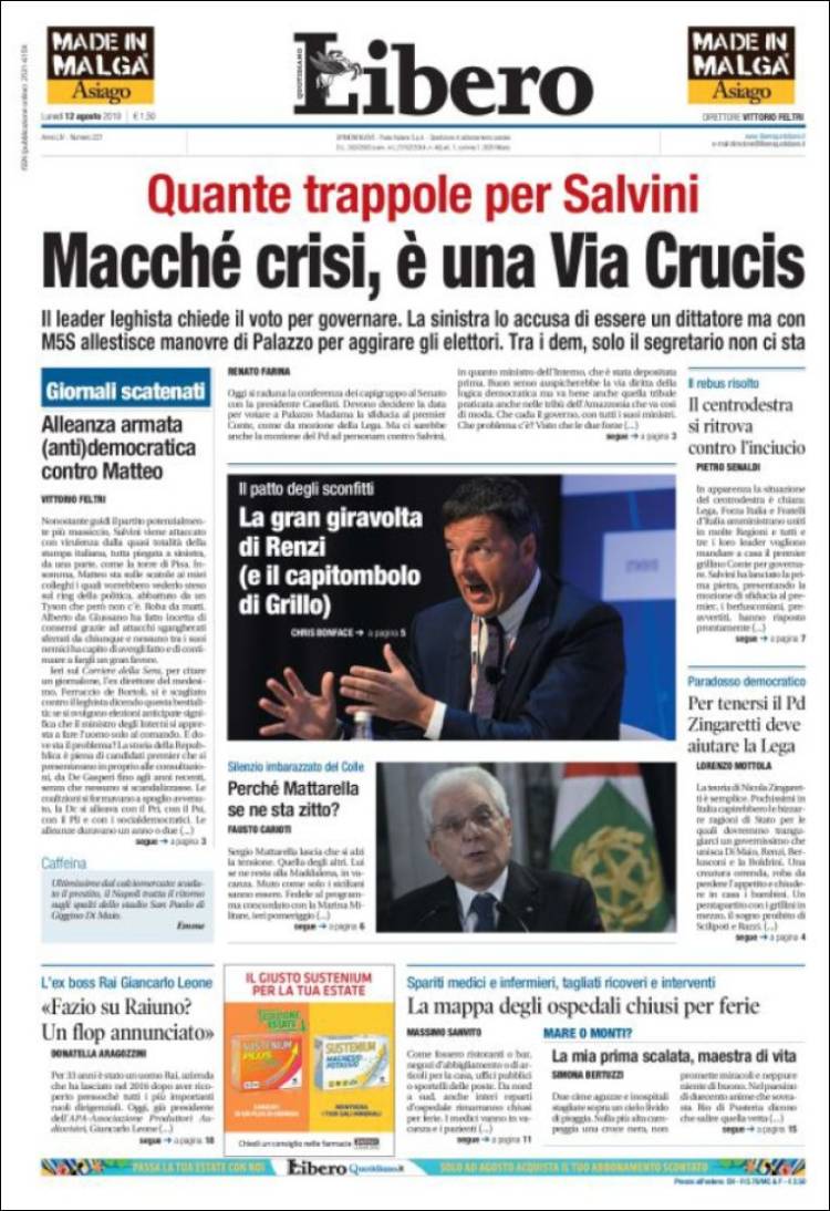 Portada de Libero (Italia)