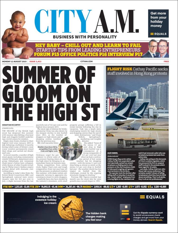 Portada de City A.M. (Reino Unido)