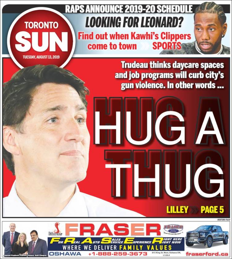 Portada de The Toronto Sun (Canada)