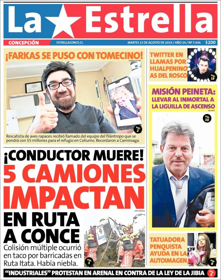 Portada de La Estrella de Concepción (Chile)