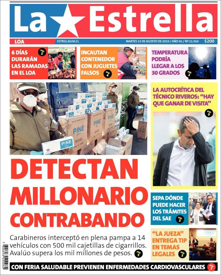 Portada de La Estrella de Loa (Chile)