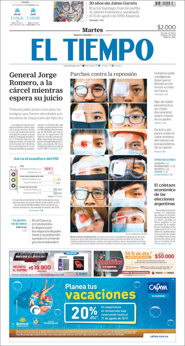 Portada de El Tiempo (Colombia)