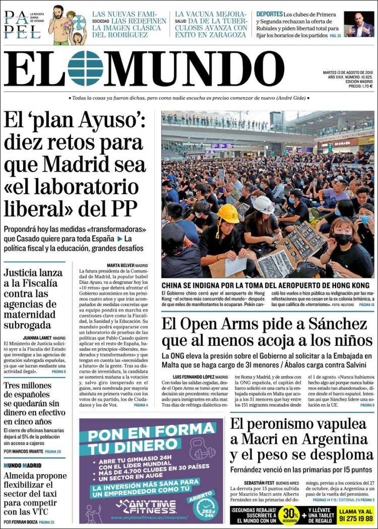 Portada de El Mundo (España)