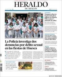 Portada de Heraldo de Aragón (España)