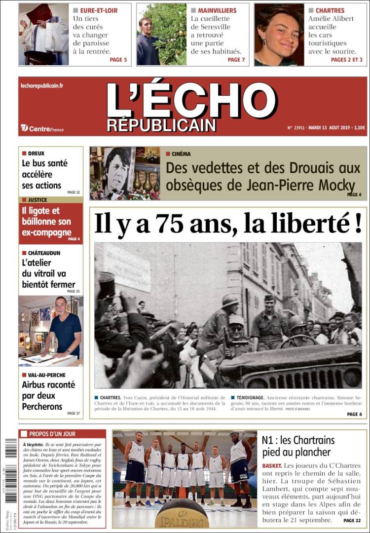 Portada de L'Echo Républicain (Francia)