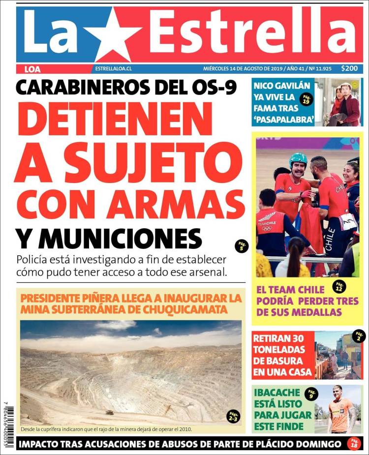 Portada de La Estrella de Loa (Chile)