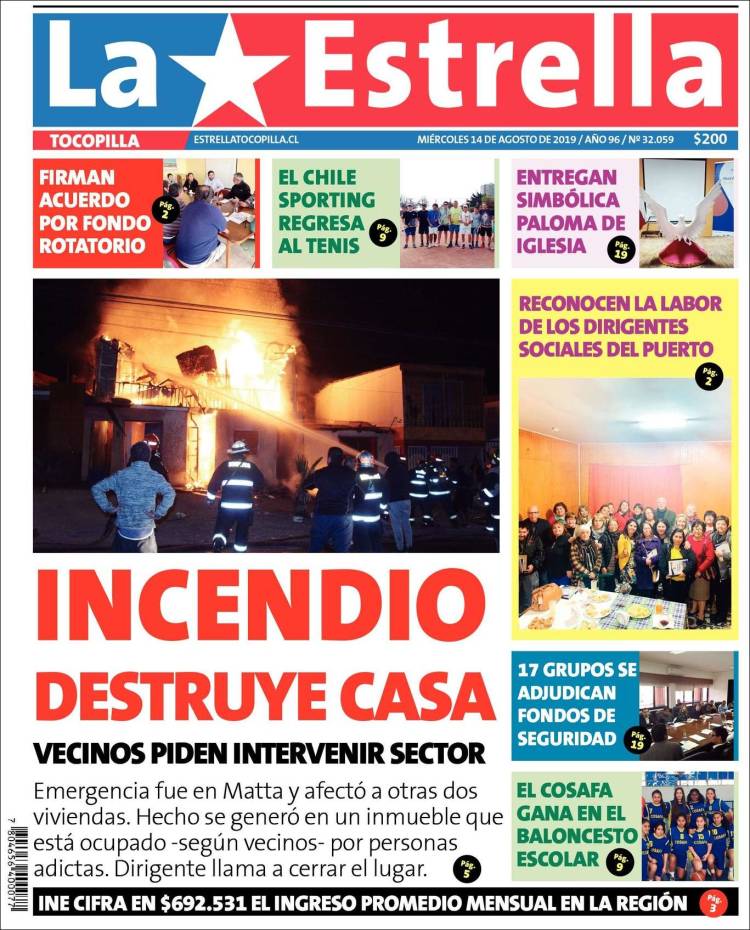 Portada de La Estrella de Tocopilla (Chile)