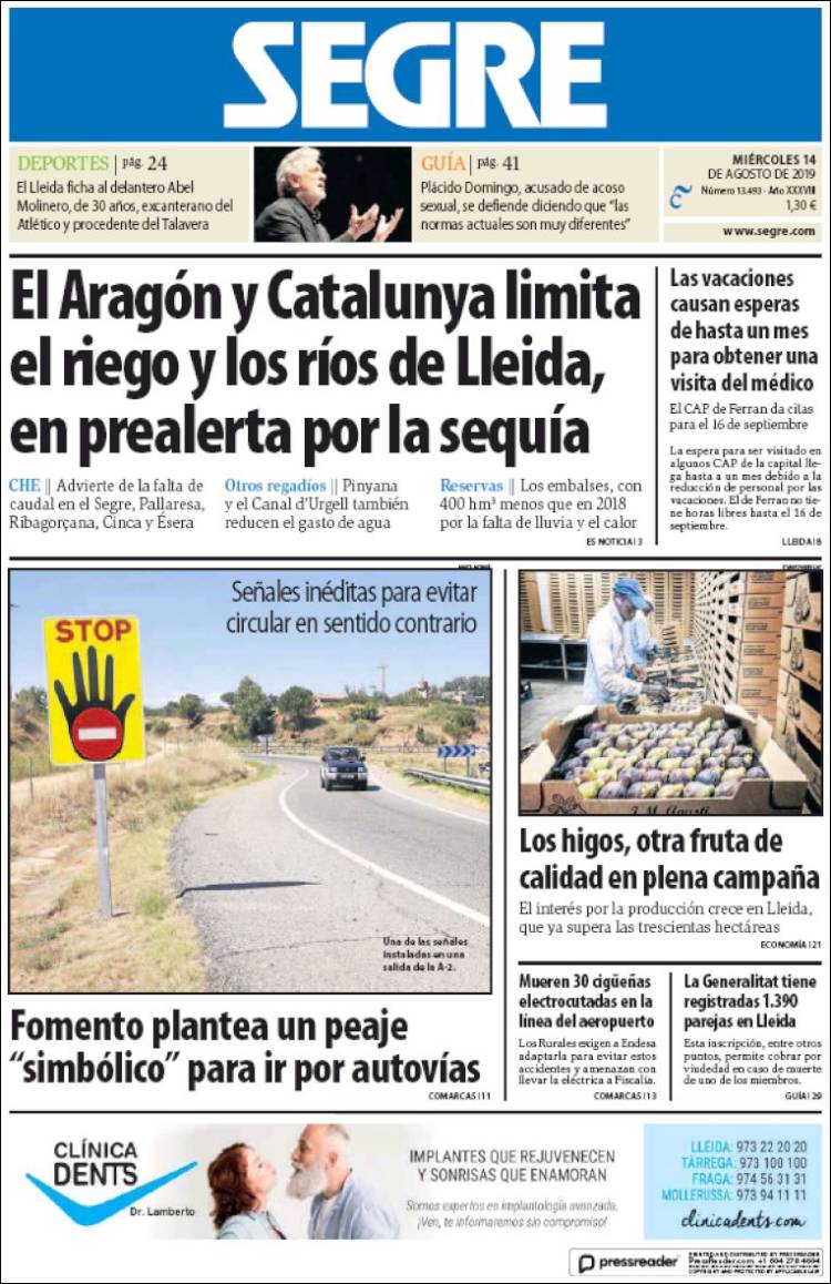 Portada de Segre  (Spain)