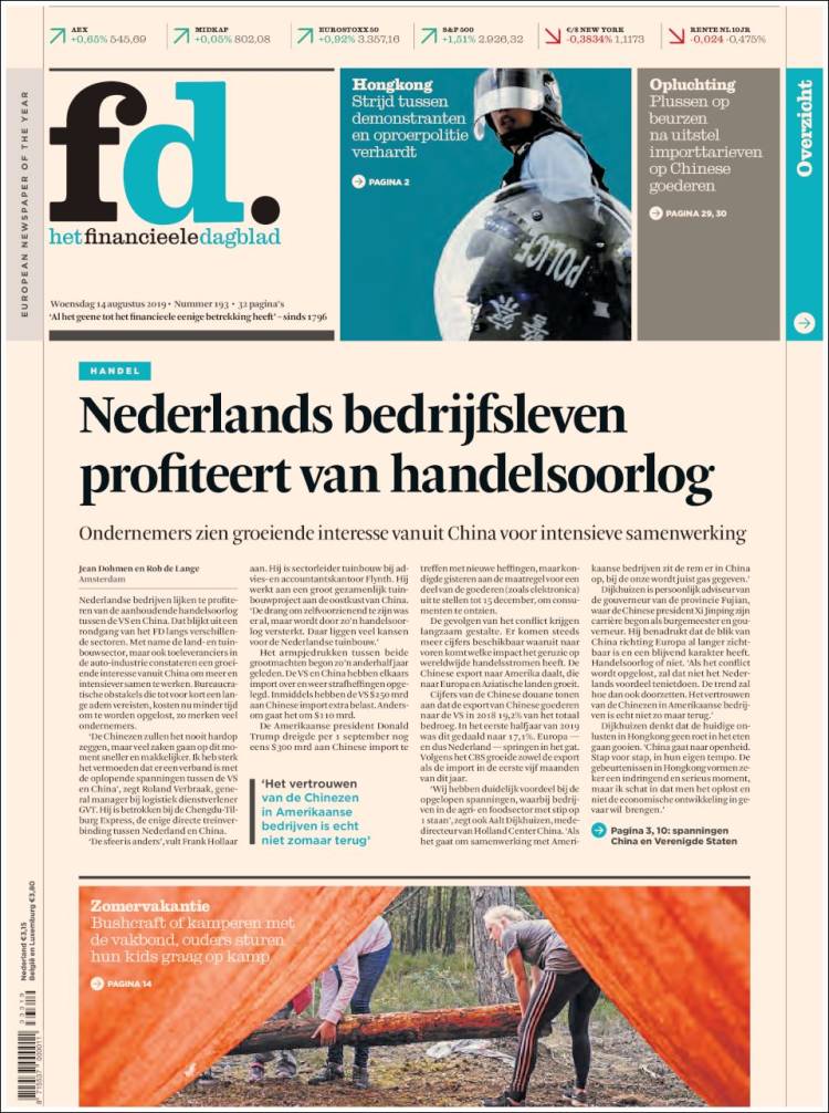 Portada de Het Financieele Dagblad (Pa&iacute;ses Bajos)