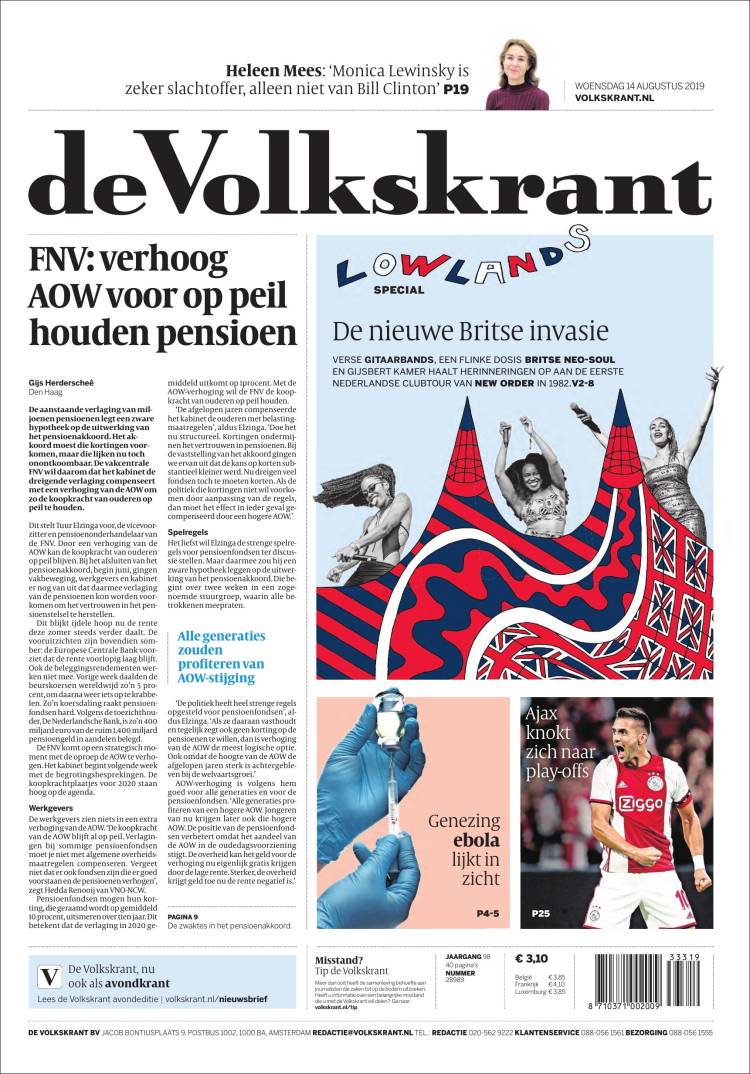 Portada de De Volkskrant (Pa&iacute;ses Bajos)