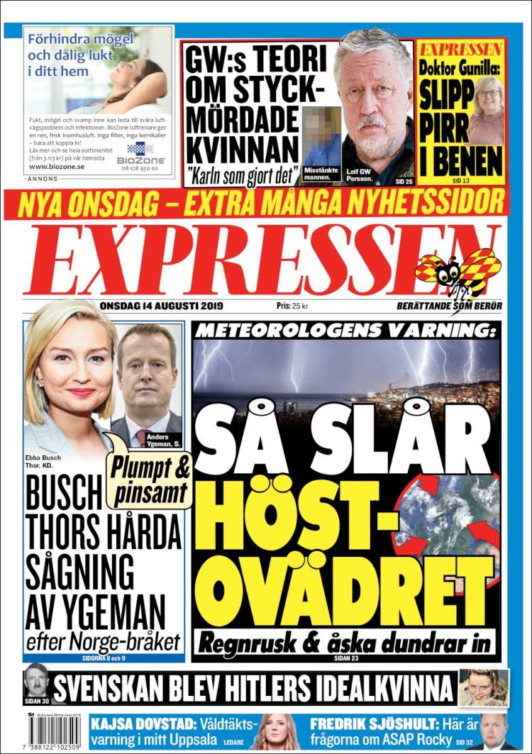Portada de Expressen (Suecia)