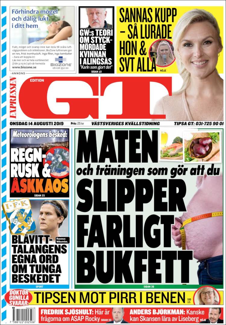 Portada de Göteborgstidningen (Suecia)