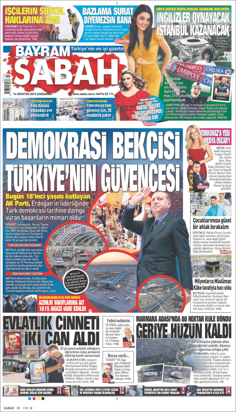 Portada de Sabah (Turqu&iacute;a)