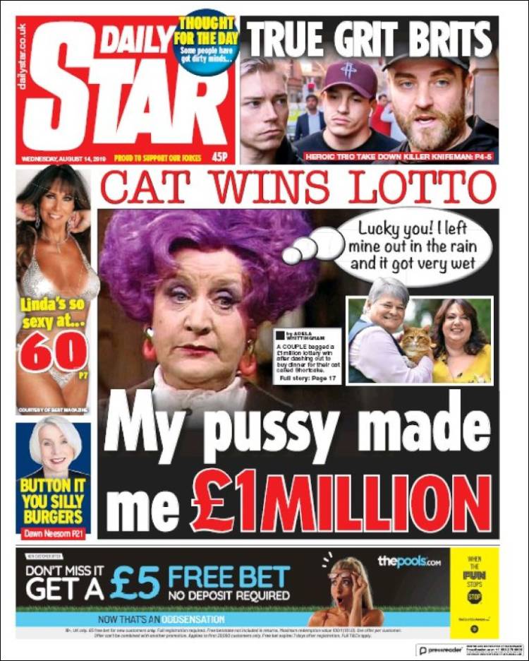 Portada de Daily Star (Reino Unido)