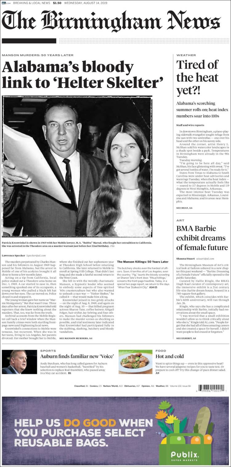 Portada de Birmingham News (USA)