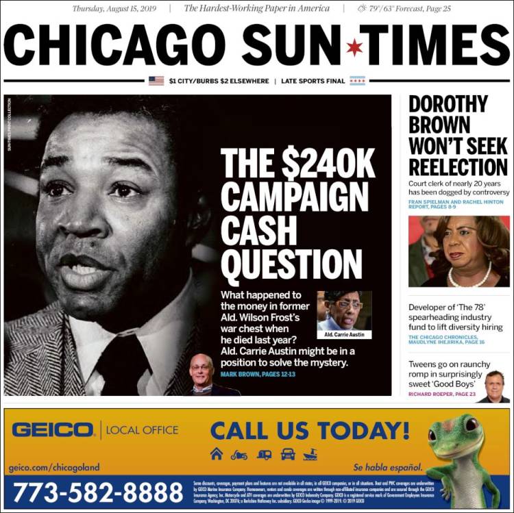 Portada de Chicago Sun-Times (USA)