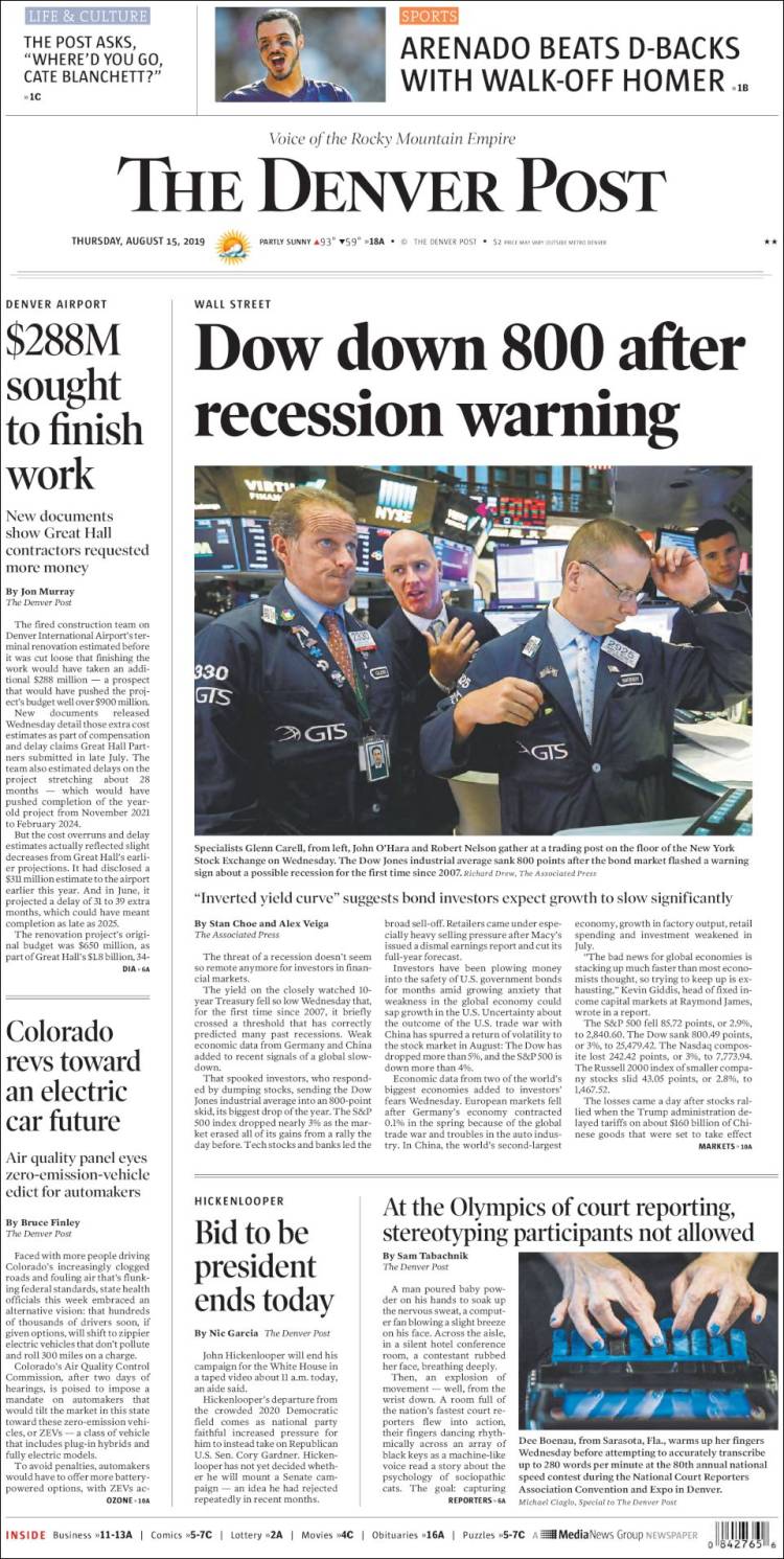 Portada de The Denver Post (USA)