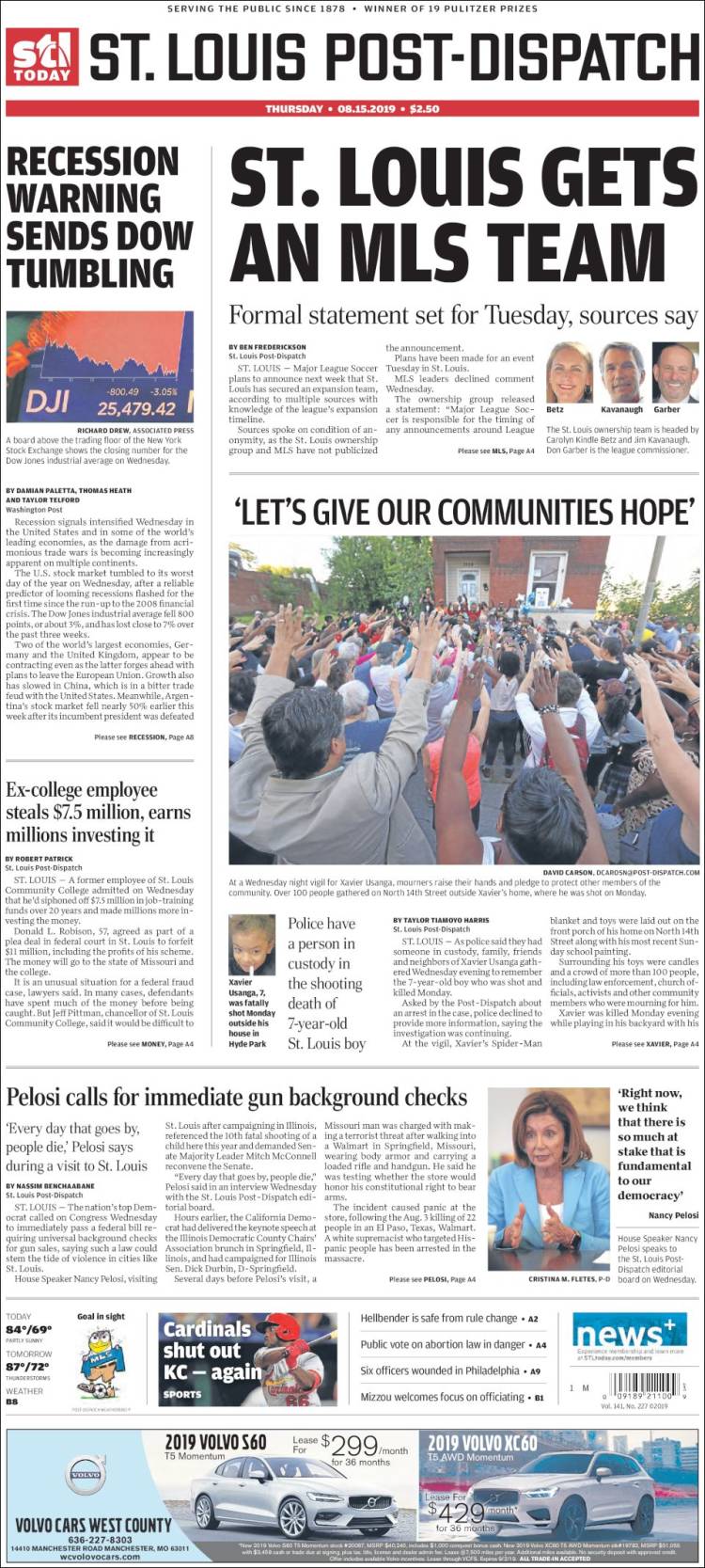 Portada de St. Louis Post-Dispatch (USA)