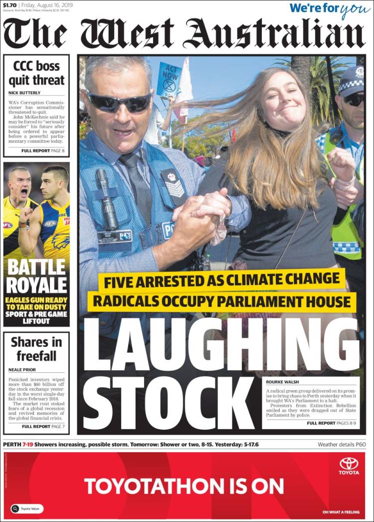 Portada de The West Australian (Australia)