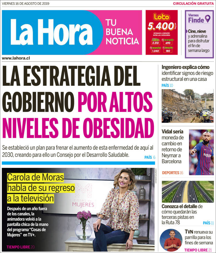 Portada de La Hora (Chile)