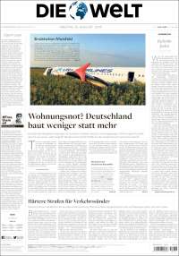 Portada de Die Welt (Alemania)