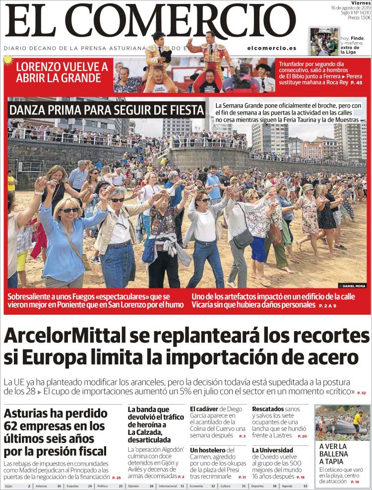 Portada de El Comercio (Espa&ntilde;a)