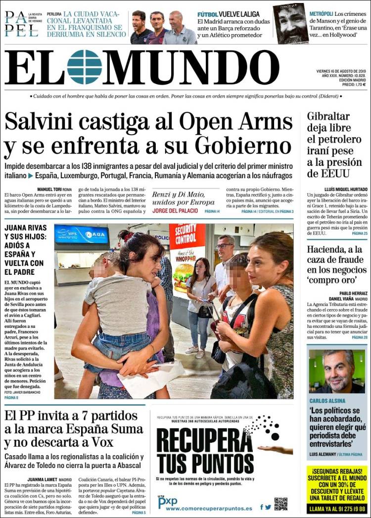 Portada de El Mundo (Espa&ntilde;a)