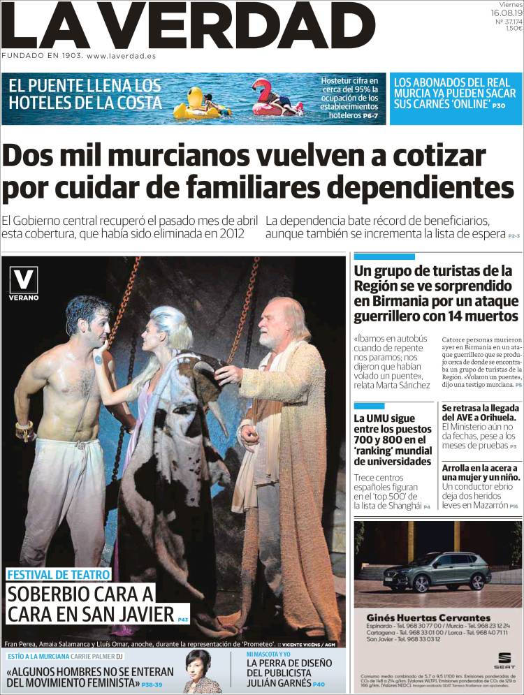 Portada de La Verdad de Murcia (Espa&ntilde;a)
